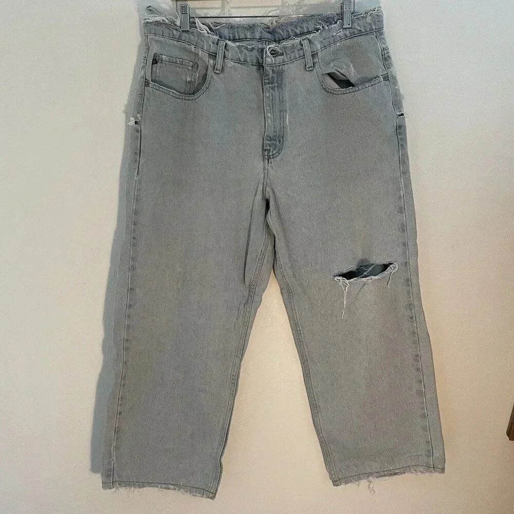 Vintage Ralph Lauren Polo Jeans Co Wide Leg Y2K Skate Destroyed 36x26 Loose Fit
